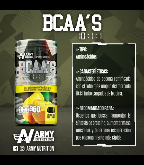 Bcaas Army Nutrtion 40 Serv Sabor Piña Coco.