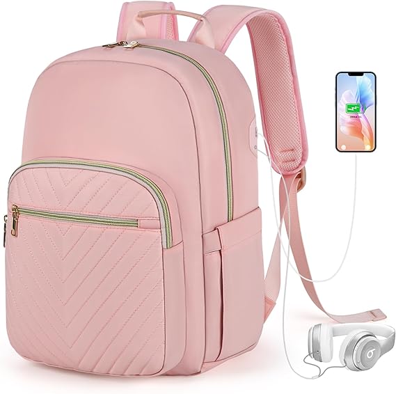 A Mochila portatil para Mujer Mochila de Viaje de 15.6 Pulgadas Mochila Escolar ligera Bolsa de Ordenador Impermeable