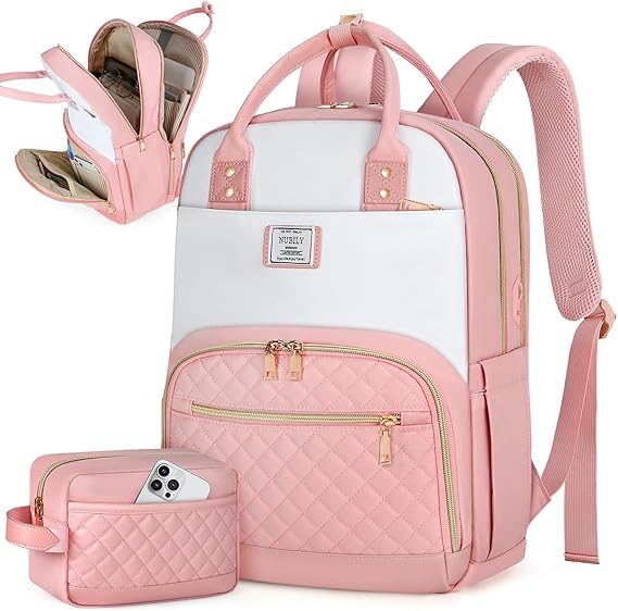 A Mochila para Laptop de 15,6 para Mujeres con Puerto de Carga USB,