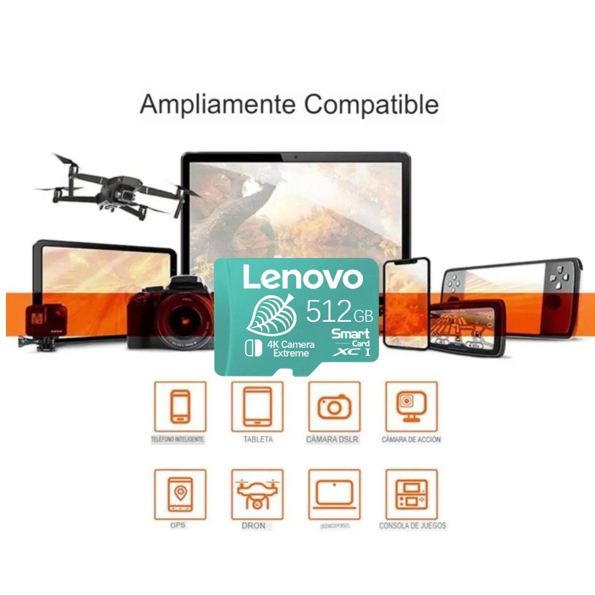 Lenovo tarjeta memoria  Micro TF SD alta velocidad 512GB usb pc lap gamer