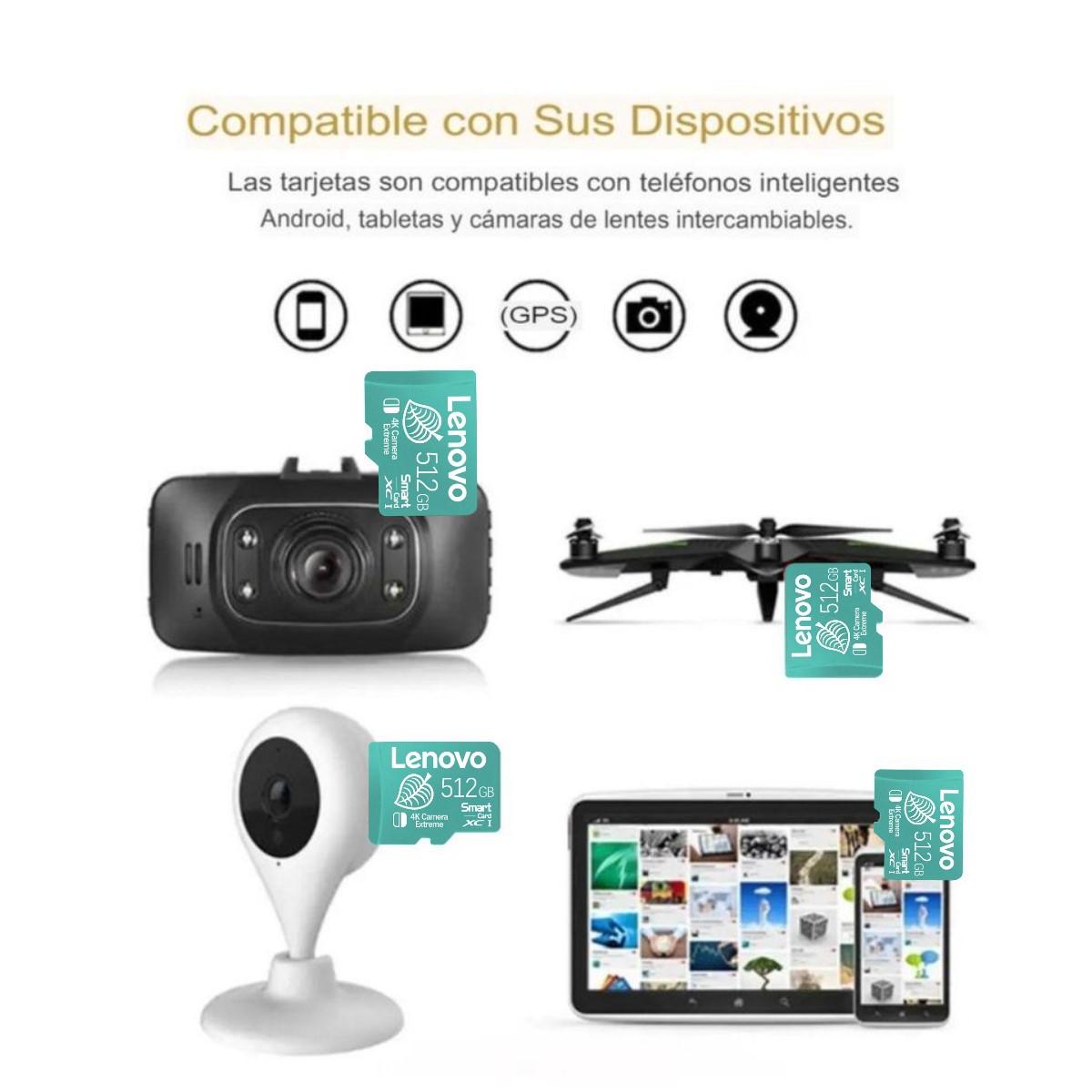 Lenovo tarjeta memoria  Micro TF SD alta velocidad 512GB usb pc lap gamer