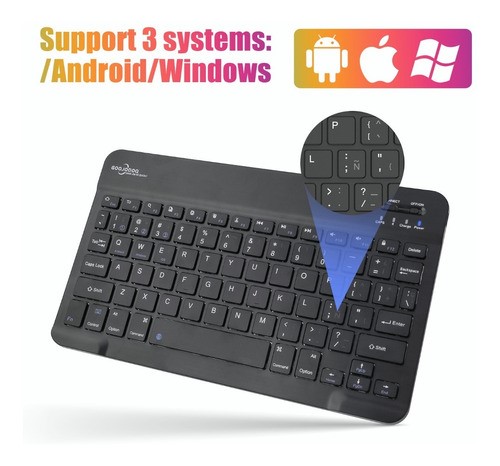 Teclado Inalámbrico Bluetooth Para iPad Android Pc NEGRO