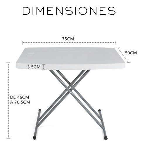 Mesa Plegable De Servicio Ajustable Nube Color Blanco
