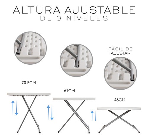 Mesa Plegable De Servicio Ajustable Nube Color Blanco