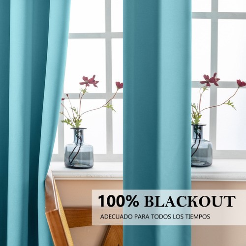 Cortinas Black Out Decoracion Textil Hogar Adornos 132x214cm TURQUESA