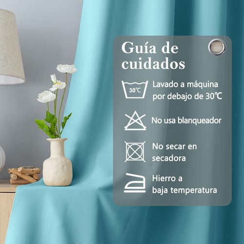 Cortinas Black Out Decoracion Textil Hogar Adornos 132x214cm TURQUESA