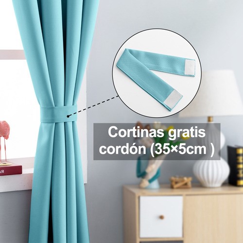 Cortinas Black Out Decoracion Textil Hogar Adornos 132x214cm TURQUESA