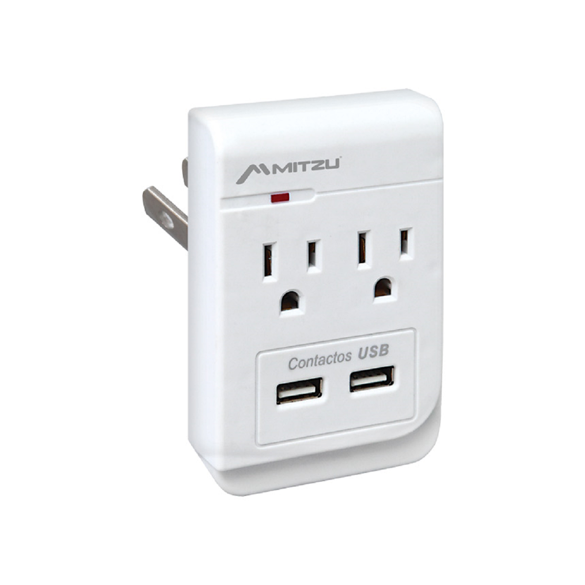 Clavija Multicontacto, 2 Entradas Polarizadas y 2 cargas USB Blanco