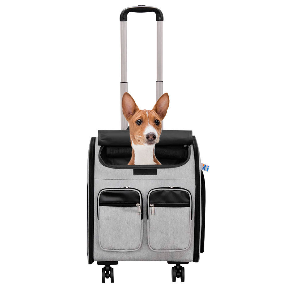 Transportadora para Perro o Gato Pet Boutique con Ruedas Dobles, Ventilación y Mango Ajustable, comodidad y Fácil Transporte