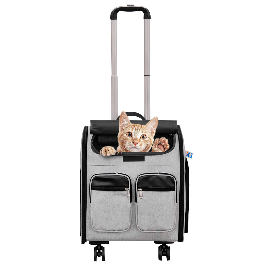 Transportadora para Perro o Gato Pet Boutique con Ruedas Dobles, Ventilación y Mango Ajustable, comodidad y Fácil Transporte