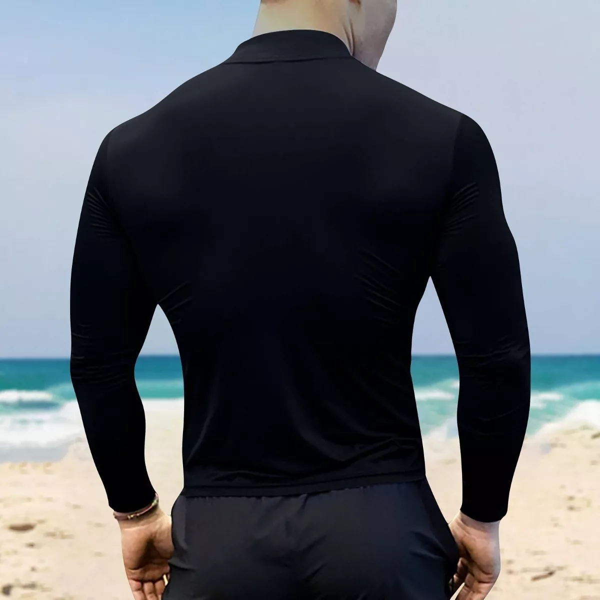 Playera Licra Deportiva Correr Compresión Manga Larga Gym Negro M