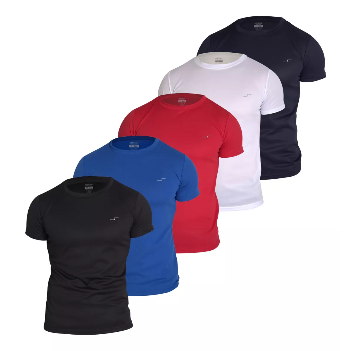 Juego 5 Playeras Deportivas Cuello Redondo Dry Fit Gym Hombre Talla G