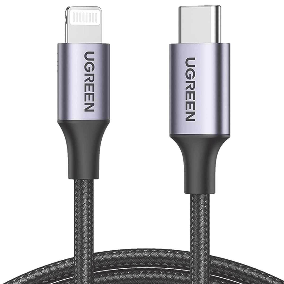 Cable Ugreen Carga Rápida Usb C Para iPhone Mfi 1m Trenzado Color Negro