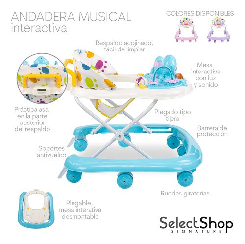 Andadera Musical Bebé Juguetes Interactiva Plegable Portátil