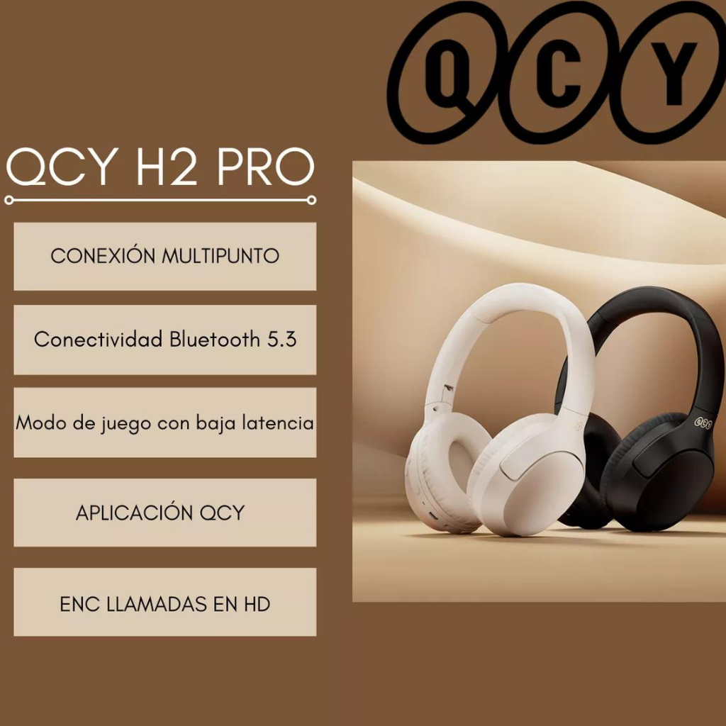 Audífonos QCY H2 Pro Bluetooth 5.3 Diadema Multipunto hasta 70 horas de carga.