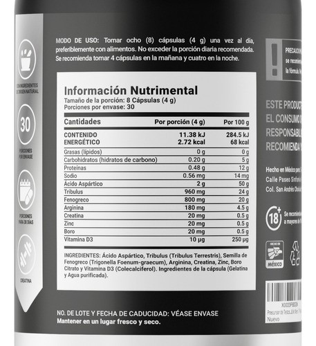 Precursor D Testosterona Mens Testo Platinum 240 Caps B Life
