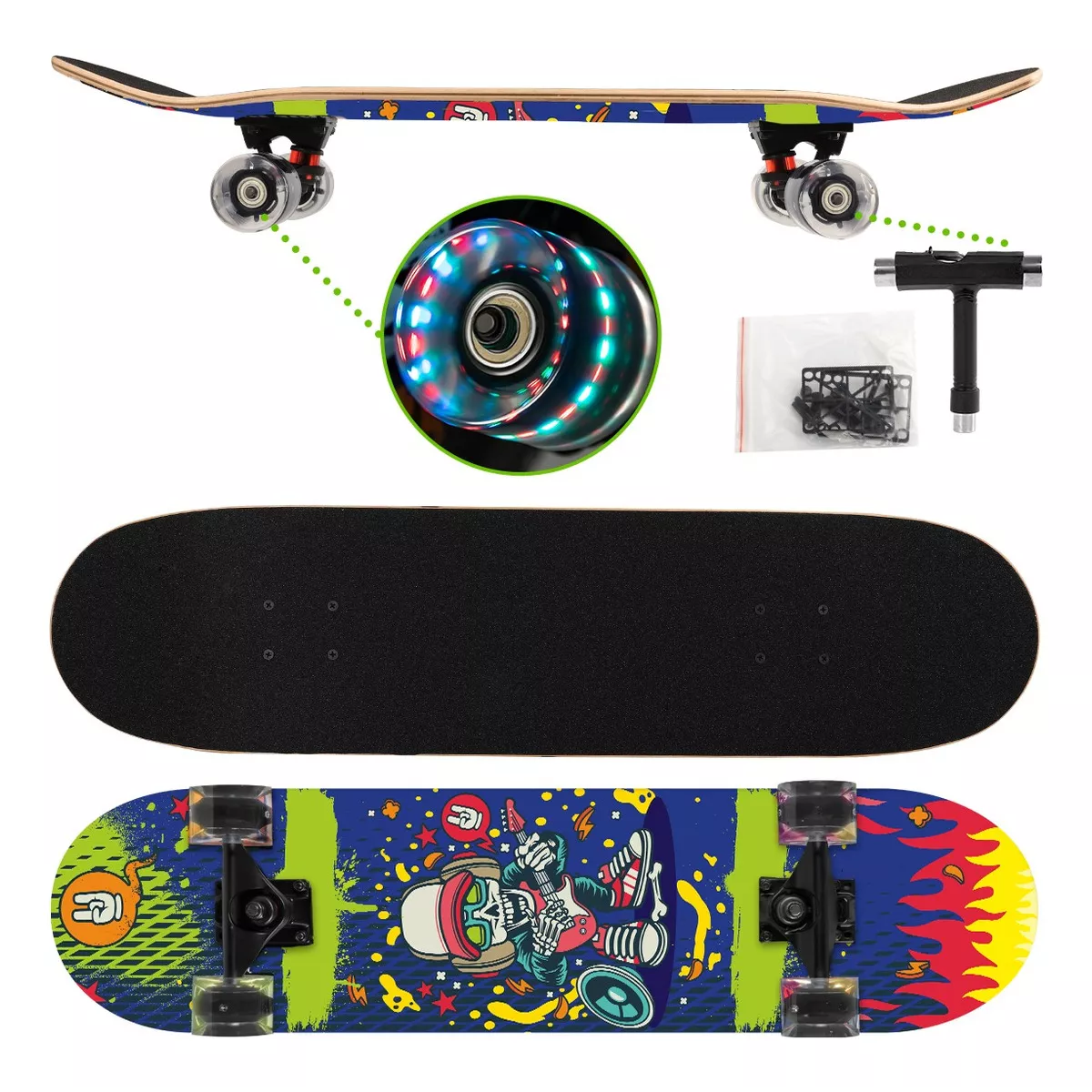 Patineta Skateboard Monopatín Con Estampado Freestyle 