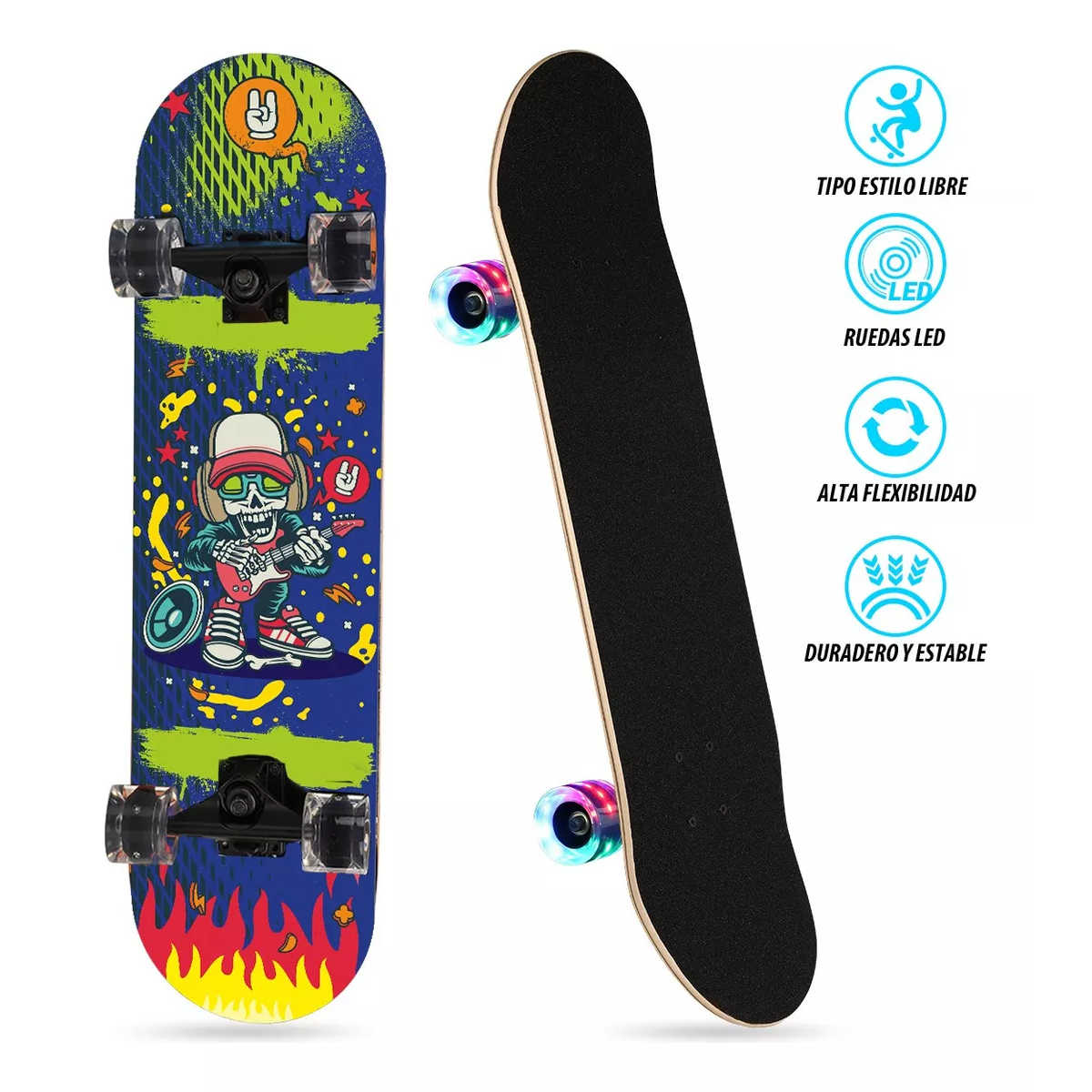 Patineta Skateboard Monopatín Con Estampado Freestyle 