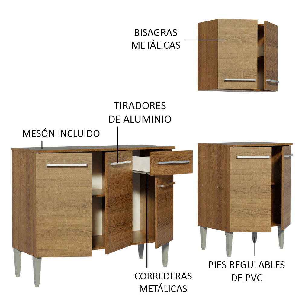Cocina Integral Modular 169cm Madesa Emilly Free Marrón 01