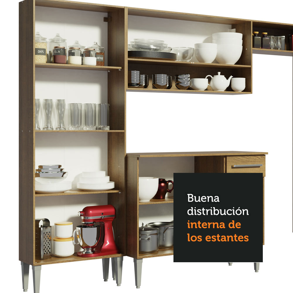 Cocina Integral Modular 169cm Madesa Emilly Free Marrón 01