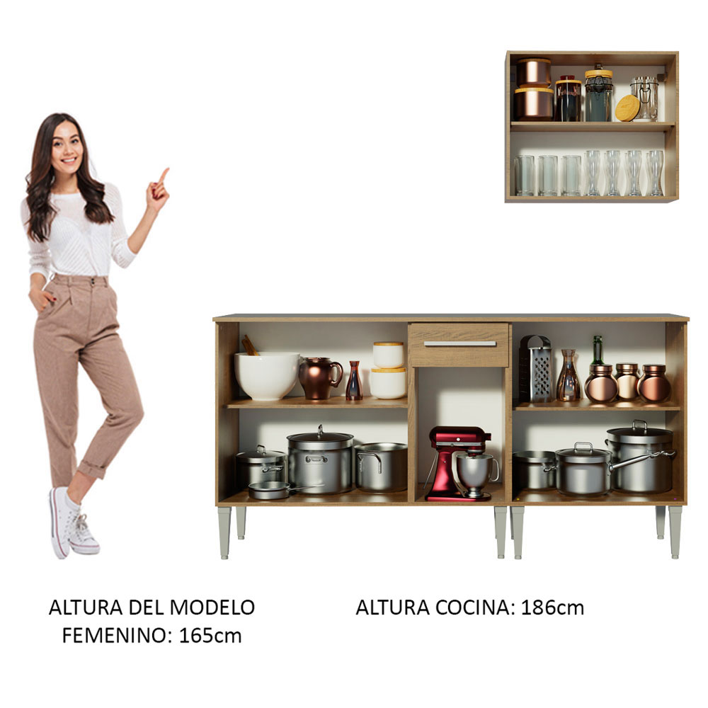 Cocina Integral Modular 169cm Madesa Emilly Free Marrón 01