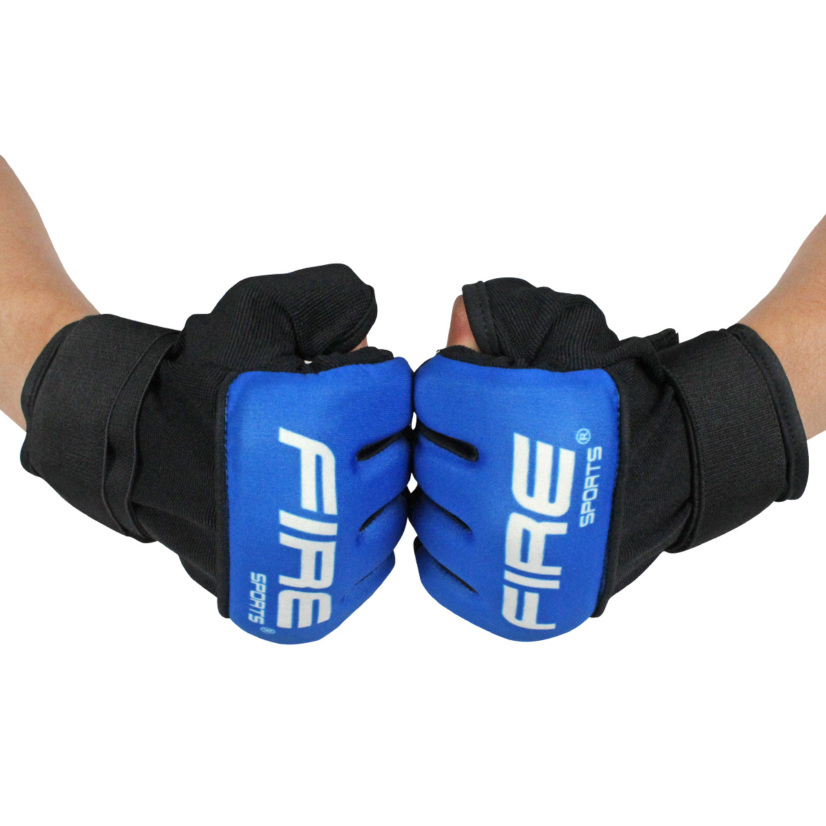Guantes de Gel con vendaje Fire Sports para box y artes marciales Azul