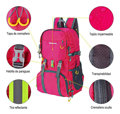 Mochila De Senderismo Para Acampar Impermeable Plegable 35l