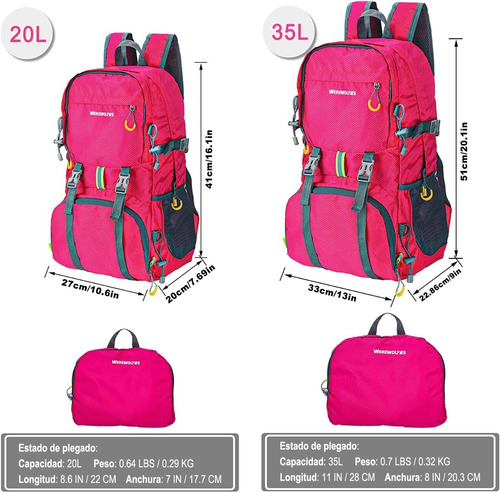 Mochila De Senderismo Para Acampar Impermeable Plegable 35l