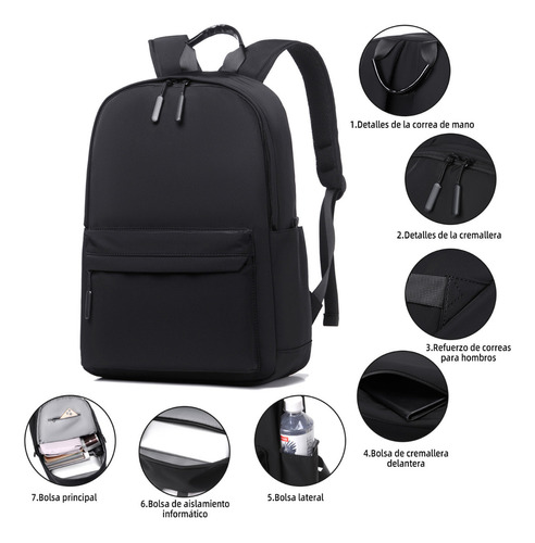 Mochila escolar Kikigoal CMF-8101BB color negro diseño lisa 32L
