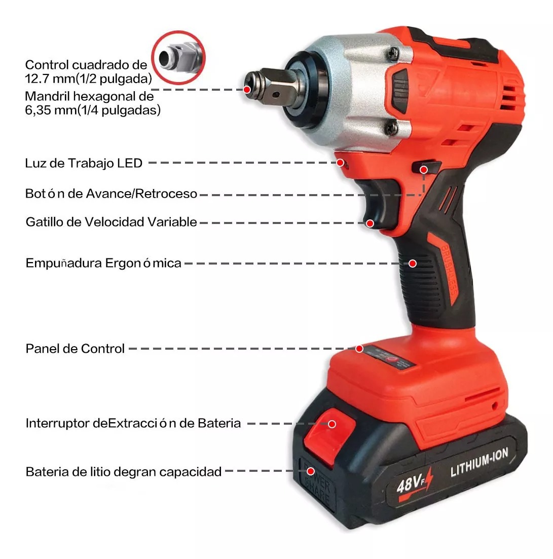 Inalambrica Llave Pistola Taladro Electrico Impacto 2batería