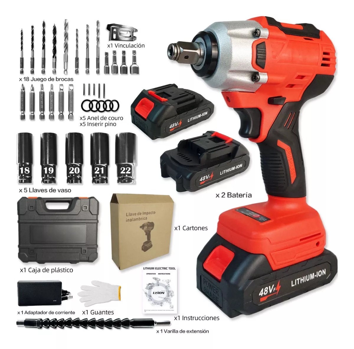 Inalambrica Llave Pistola Taladro Electrico Impacto 2batería