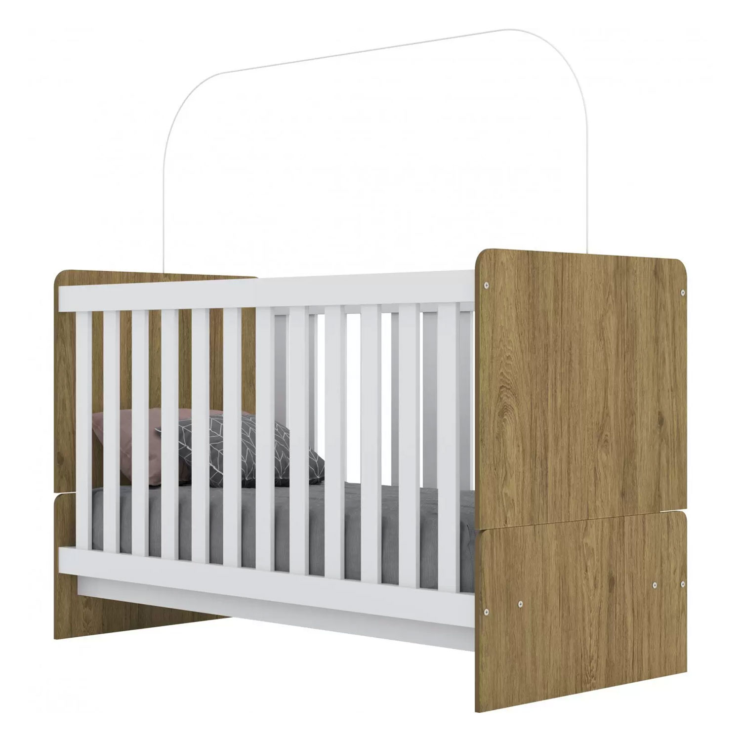 Cuna para Bebé o Niño Bossa Laberinto color Rústico/Blanco