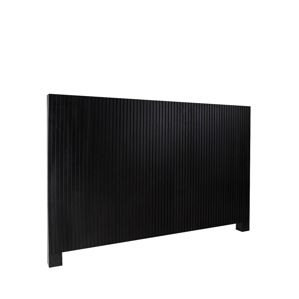 Cabecera para Cama Tamaño King y Queen Size Color Negro con Relieves Decorativos Verticales y Estructura de Madera Industrial
