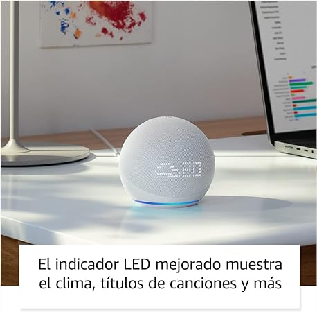 Echo Dot 5. generacion Bocina inteligente con Alexa - Blanca con reloj