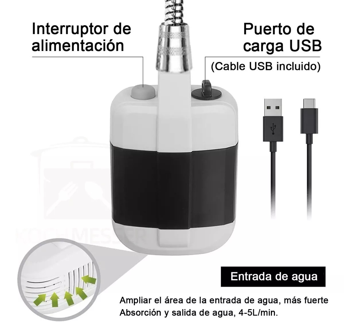 Regadera portatil ducha para exterior e interior