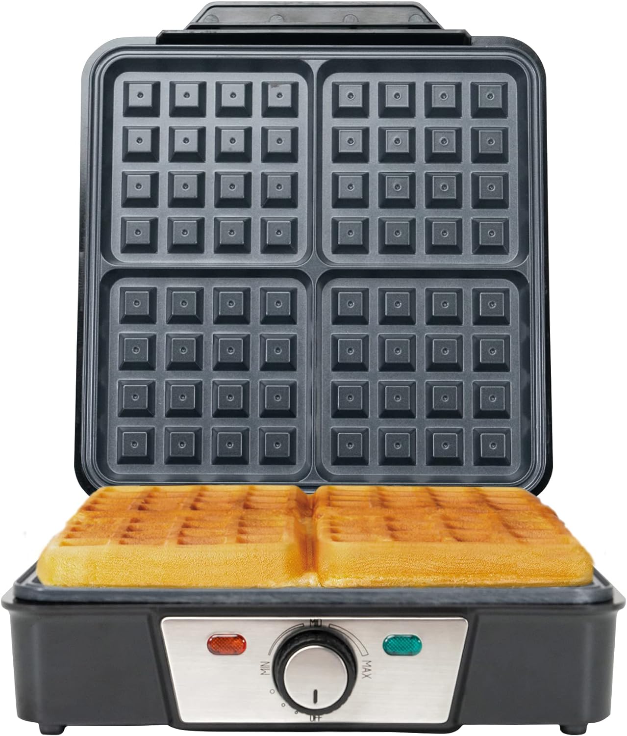 Masterchef by Hukën | Waflera Manual | Wafflera de Acero Inoxidable | Fácil Limpieza (4 Rebanadas)