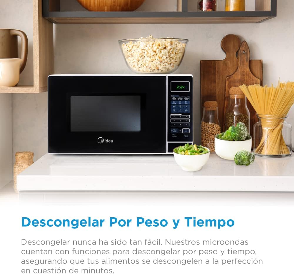 Midea Horno de Microondas 0.7 Pies Cúbicos / 20 L, Negro y Blanco, Gourmet