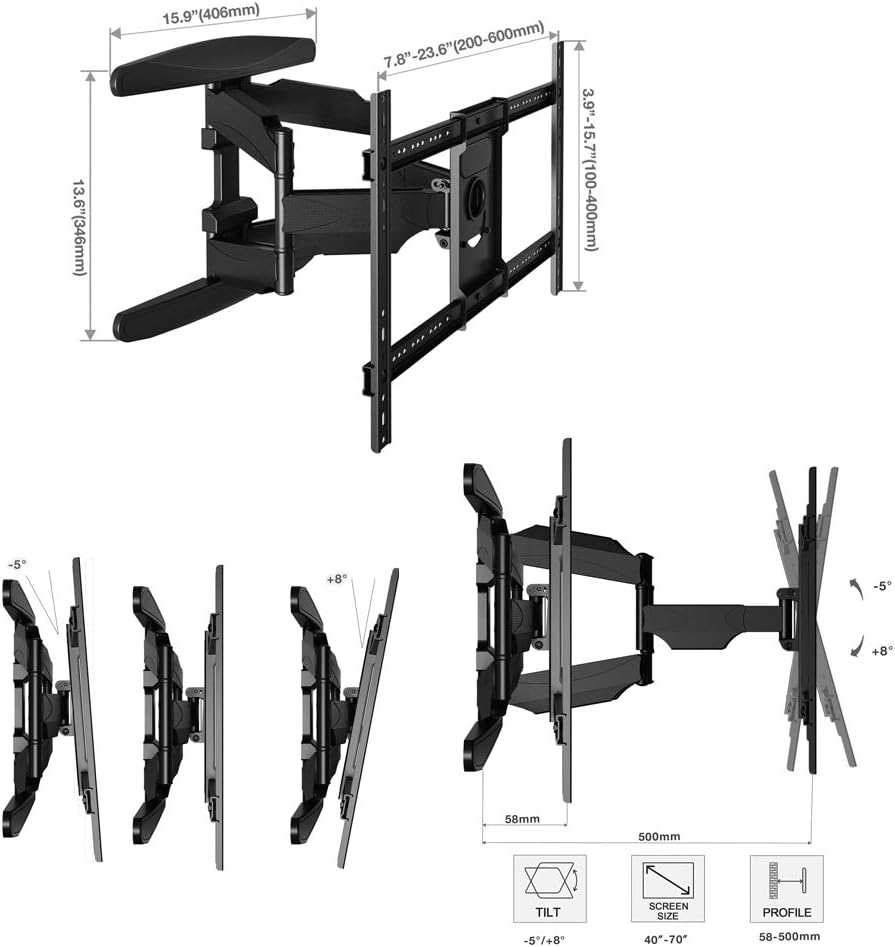 Soporte TV North Bayou P6 - Full Motion Cantilever Mount, 70 Pulgadas