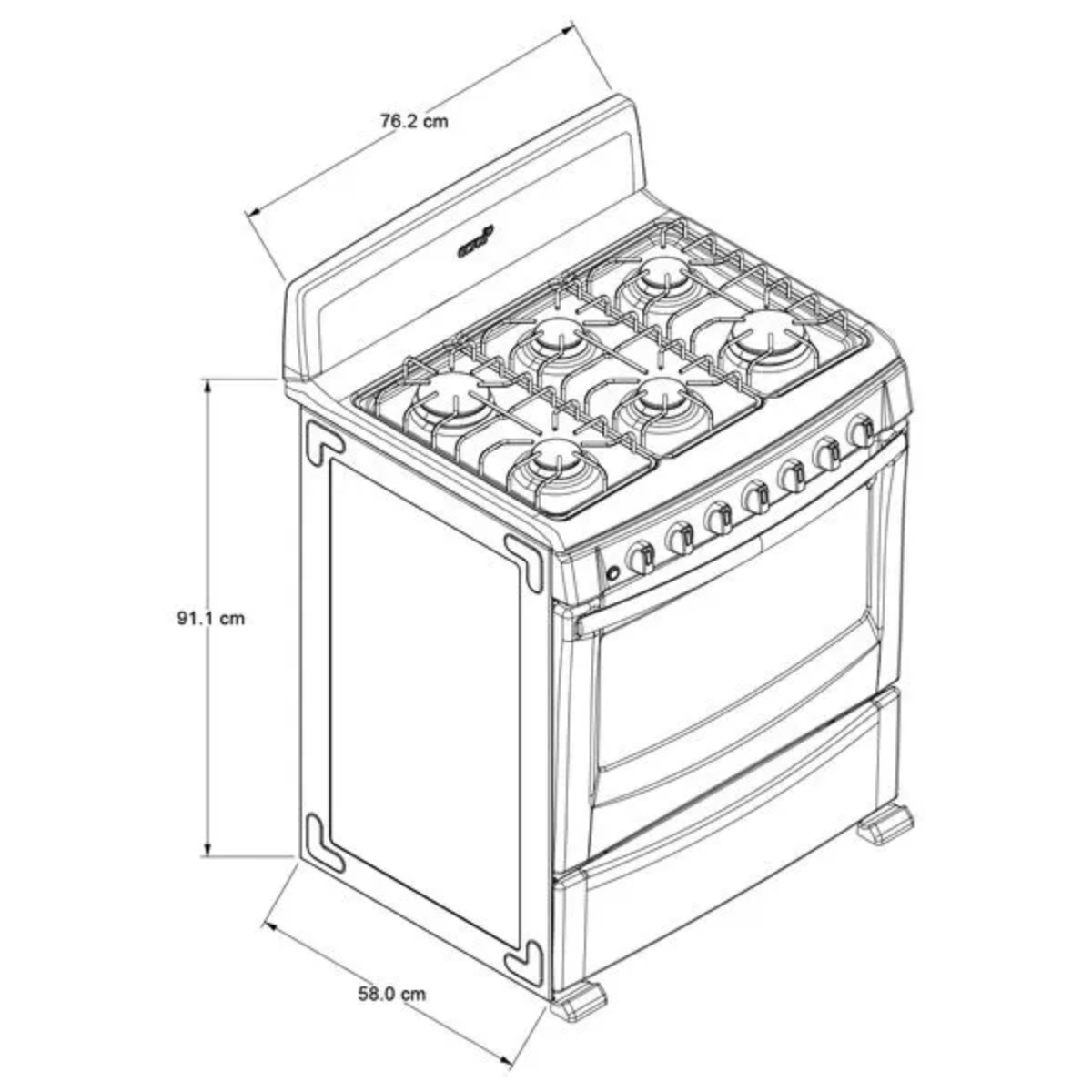Estufa Acros AF5001Z 30" 6 Quemadores Negro ALBY
