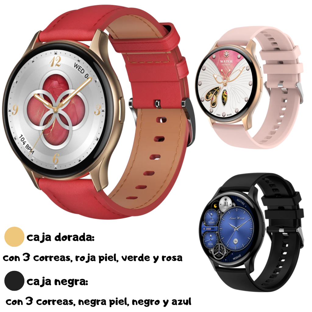Smartwatch G-Tide R5: Responde Llamadas, Monitoreo de Salud, IP68, Más de 100 Modos Deportivos. CAJA DORADA