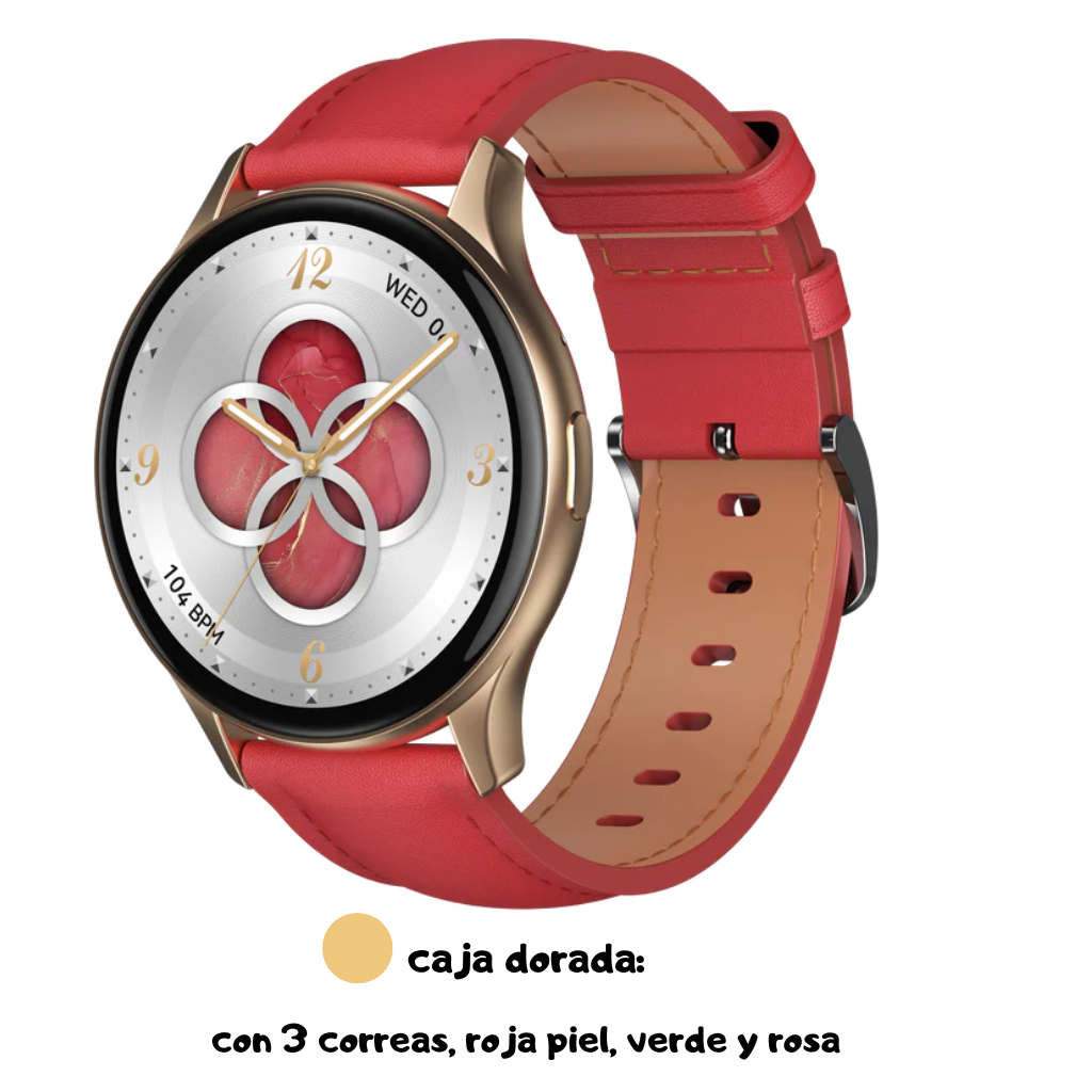 Smartwatch G-Tide R5: Responde Llamadas, Monitoreo de Salud, IP68, Más de 100 Modos Deportivos. CAJA DORADA