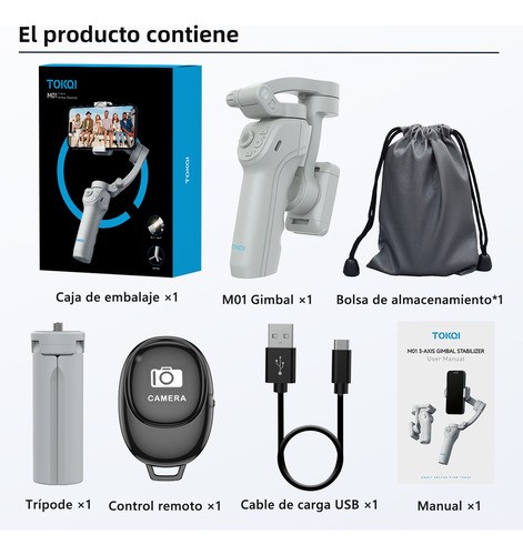 Gimbal Estabilizador Para Celular M01 De 3 Ejes Con Luz App