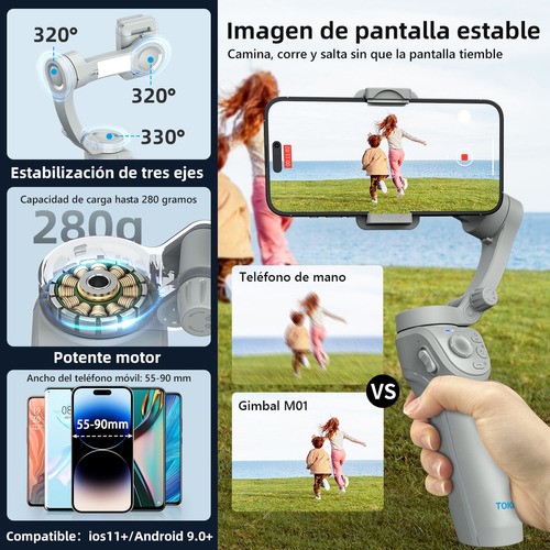 Gimbal Estabilizador Para Celular M01 De 3 Ejes Con Luz App