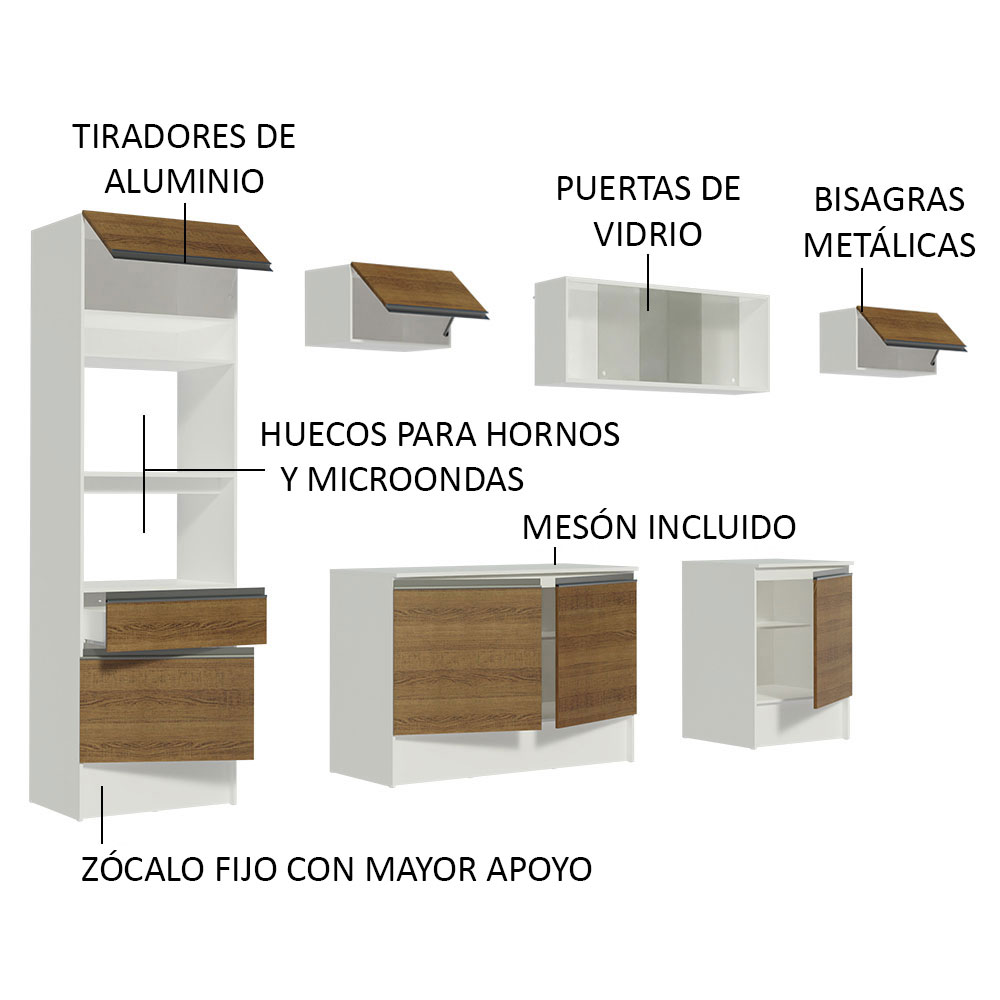 Cocina Integral Modular 300cm Madesa Topazio BM 01