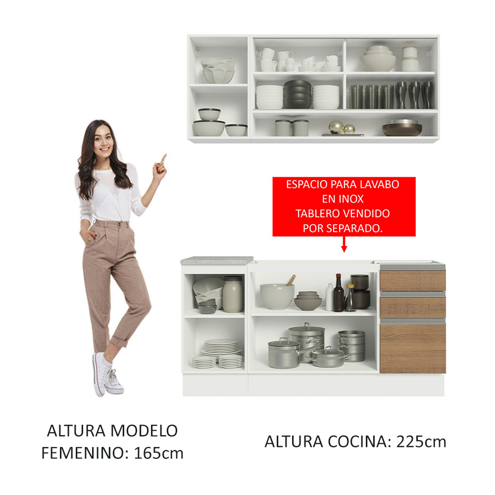 Cocina Integral Modular Madesa Glamy 160cm Sin Tarja BM