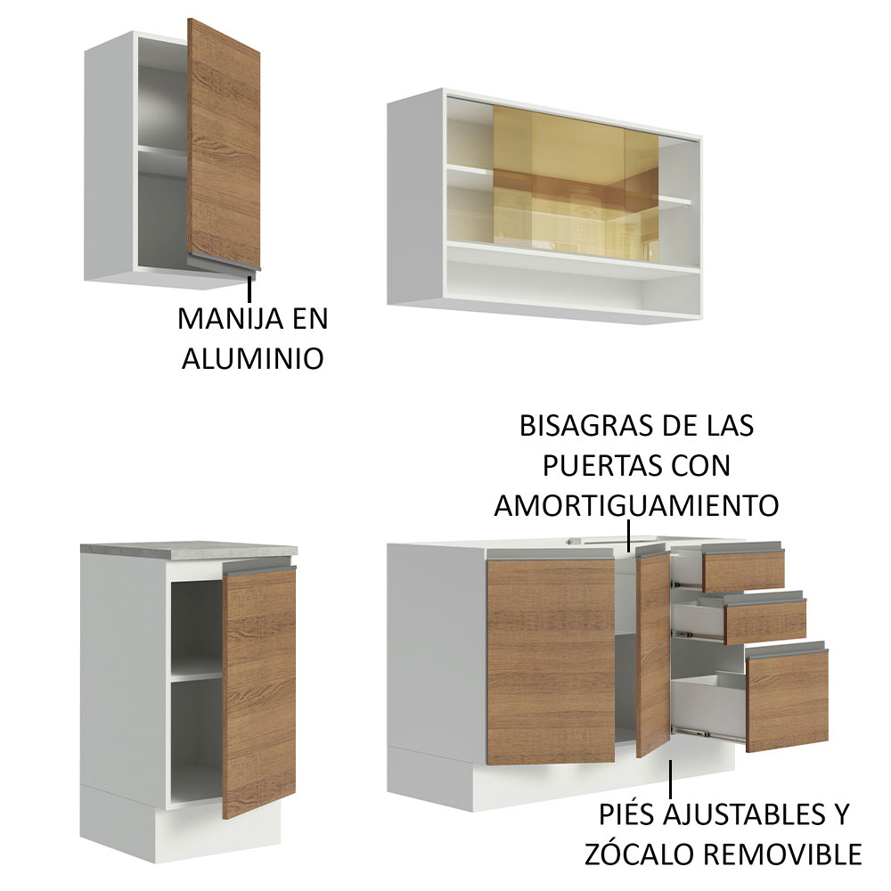 Cocina Integral Modular Madesa Glamy 160cm Sin Tarja BM