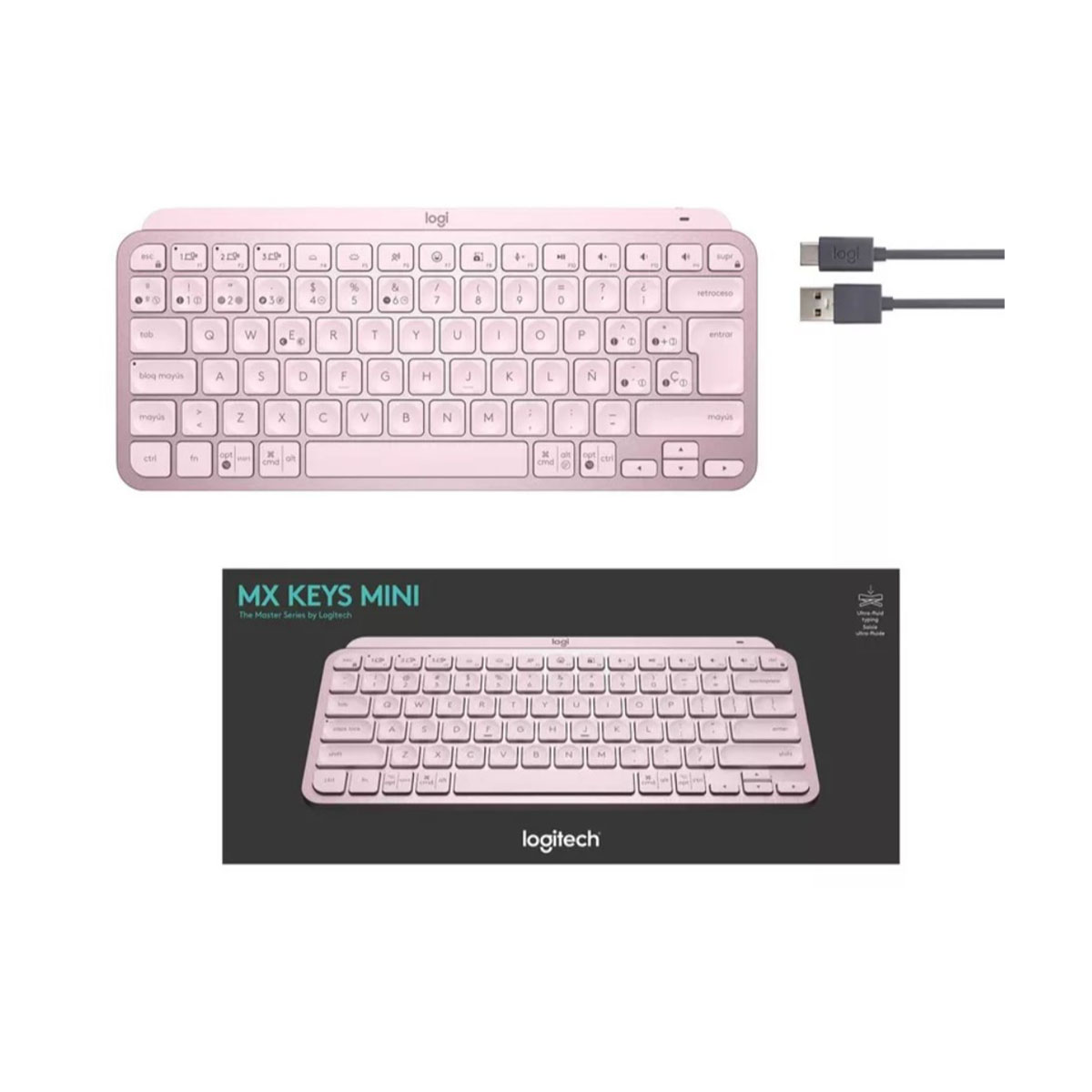 Teclado Logitech MX Keys Mini Inalámbrico Minimalista Color Rosa DM 