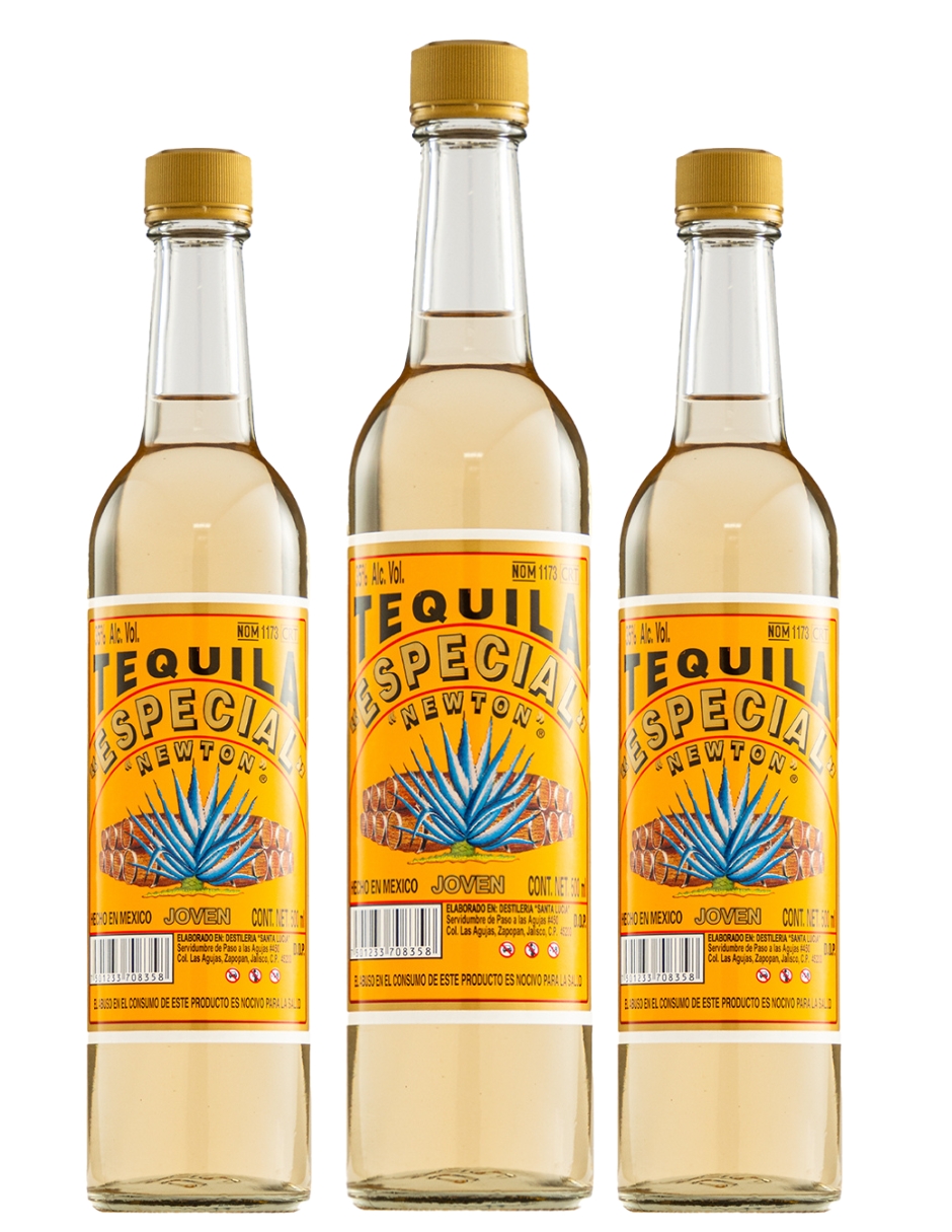 Tres Botellas Tequila Especial Newton Joven 500 Ml