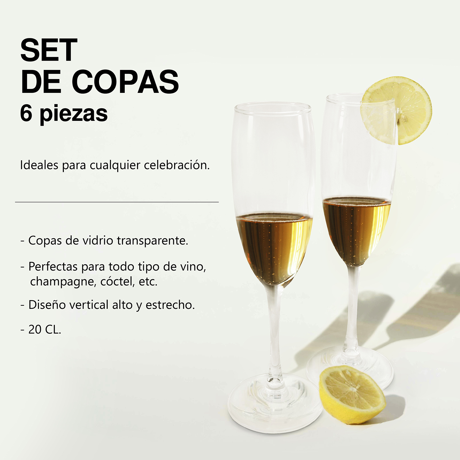 Juego de 6 copas para champagne 200 ml