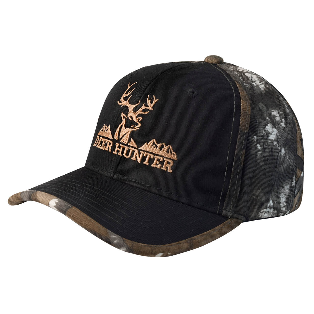 Gorra con ajustador de velcro, Deer Hunter, camuflaje café con negro